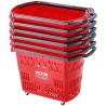 Plastic Rolling Shopping Trolley Basket On Wheels 6PCS 39L with Handle Red