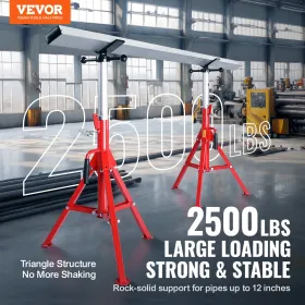 V Head Pipe Stand Adjustable Height 28-52 inch 4500lbs/2 Tons Pipe Jack Stands Folding Portable High Folding Pipe Stand with V