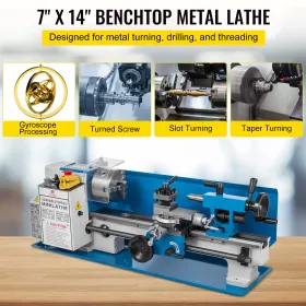 Mini Metal Lathe 550W Variable Speed Metal Lathe 50 to 2500Rpm Precision Mini Benchtop Lathe 7x14 Inch for Mini Precision Parts
