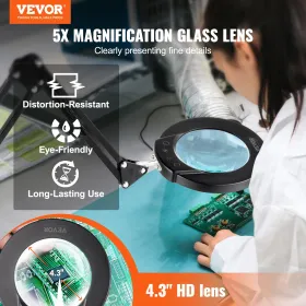 5X Floor Magnifying Glass with Light and Stand LED 5 Color Modes 3-in-1