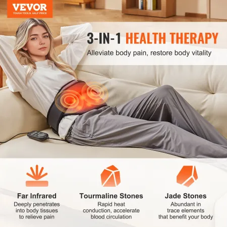 Far Infrared Heating Pad, 10 Natural Jade & 10 Tourmaline Stone Heating Pad for Pain Relief, 103-159 ℉ Infrared Heating Belt wit