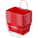 Shopping Basket Grocery Basket 12PCS 21L with Iron Handle & Stand Red