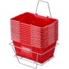 Shopping Basket Grocery Basket 12PCS 21L with Iron Handle & Stand Red