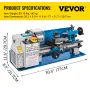 Mini Metal Lathe 550W Variable Speed Metal Lathe 50 to 2500Rpm Precision Mini Benchtop Lathe 7x14 Inch for Mini Precision Parts 