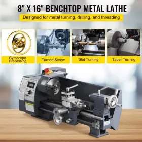 Updated 750W Mini Metal Lathe 8x16 Inch Metal Lathe with Luxury Accessory Box, 50-2500PRM Infinitely Variable Speeds MT3