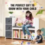 Kids Reading Nook Bench, Toddler Bookshelf and Bookcase with Detachable Seat Cushion, 6-Cubby Storage Organizer Bench with 3 Dra