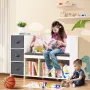 Kids Reading Nook Bench, Toddler Bookshelf and Bookcase with Detachable Seat Cushion, 6-Cubby Storage Organizer Bench with 3 Dra