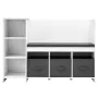 Kids Reading Nook Bench, Toddler Bookshelf and Bookcase with Detachable Seat Cushion, 6-Cubby Storage Organizer Bench with 3 Dra