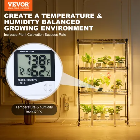 Indoor Greenhouse with Grow Light, 4 Tiers, 180W LED Grow Light Shelf with Cover & Timer, 3 Spectrum Light Portable Greenhouse C