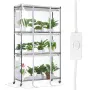 Indoor Greenhouse with Grow Light, 4 Tiers, 180W LED Grow Light Shelf with Cover & Timer, 3 Spectrum Light Portable Greenhouse C