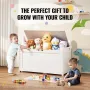 Wooden Toy Chest for Kids, Toddler Toy Storage Box with Flip-Top Lid and Safety Hinge, 32.68 x 17.91 x 24.02" Large Kids Storage