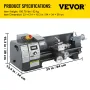 Updated 750W Mini Metal Lathe 8x16 Inch Metal Lathe with Luxury Accessory Box, 50-2500PRM Infinitely Variable Speeds MT3 Spindle