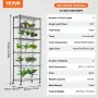 Plantestativ med vækstlys 6 niveauer 150W 70,9" høj