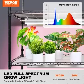 Plantestativ med vækstlys 6 niveauer 180W 70,9" indendørs
