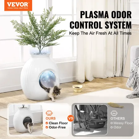Plant Cat Litter Box, Smart Odor Control System, Hidden Cat Litter Box with 9.48 in Large Entrance, Lighting Decoration & Sturdy