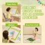 Easel Accessory Set, 32 PCS Kid's Art Easel Painting Kit Including Chalks, Dry-Erase Markers & Paper Rolls, Supplies Set for Tab