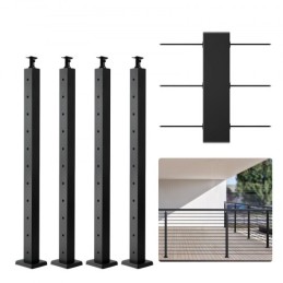 4-Pack Cable Railing Post 36x2x2in Steel Horizontal Hole Deck Railing Post