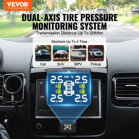 RV Tire Pressure Monitoring System, 7.3-87 PSI Trailer TPMS, Universal Wireless Car Alarm System, Waterproof TPMS Sensors Set wi