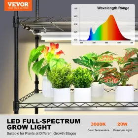 Plantestativ med vækstlys 6 niveauer 200W 59,1" indendørs