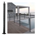 Cable Railing Post 42x2x2in L-Shaped Hole Corner Railing Post Black 1Pc