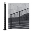 Cable Railing Post 42x2x2in 30Â° Angled Hole Stair Railing Post Black 1Pc
