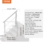 119.9 cm Handrails for Outdoor Steps 2 Crossbars Staircase for Porch Deck