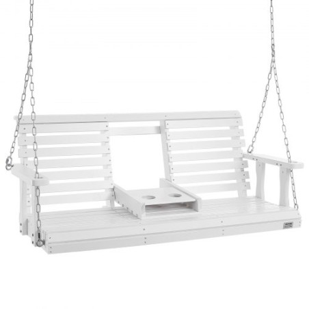 60â€ Porch Swing Bench Wooden Hanging Outdoor Garden Patio Courtyard White