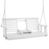 60â€ Porch Swing Bench Wooden Hanging Outdoor Garden Patio Courtyard White