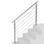 Handrails for Outdoor Steps, 59 in Length 5 Crossbars Stair Hand Rail Kit, Transitional Stainless Steel Railings w/ Installation