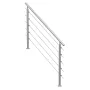 Handrails for Outdoor Steps, 59 in Length 5 Crossbars Stair Hand Rail Kit, Transitional Stainless Steel Railings w/ Installation