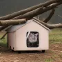 Elevated Heated Cat House, Outdoor Kitty Shelter with Timer, 600D Oxford Cloth Foldable Cat Shelter with Heated Pad for Winter t