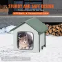 Elevated Heated Cat House, Outdoor Kitty Shelter with Timer, 600D Oxford Cloth Foldable Cat Shelter with Heated Pad for Winter t