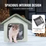 Elevated Heated Cat House, Outdoor Kitty Shelter with Timer, 600D Oxford Cloth Foldable Cat Shelter with Heated Pad for Winter t