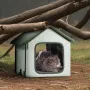 Elevated Heated Cat House, Outdoor Kitty Shelter with Timer, 600D Oxford Cloth Foldable Cat Shelter with Heated Pad for Winter t