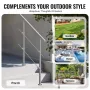 100.1 cm Handrails for Outdoor Steps 2 Crossbars Staircase for Porch Deck