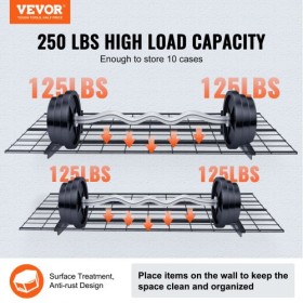 Garage Storage Shelving, 2 Pack, 4 x 2 ft Heavy Duty Garage Shelves Wall Mounted, 500 lbs Load Capacity(Total) Garage Storage