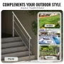 180.1 cm Handrails for Outdoor Steps 2 Crossbars Staircase for Porch Deck