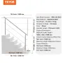 180.1 cm Handrails for Outdoor Steps 2 Crossbars Staircase for Porch Deck