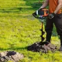Post Hole Digger Gas Powered, 52CC 1450W Earth Auger, Gas Auger with 6” & 10” Auger Drill Action Design Bits & 3 Extension Rods,