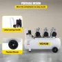 Air Compressor 80L Ultra Quiet Oil-free Air Compressor Tank Silent Air Compressor 2.2KW Oil free Compressor Low noise with Safe