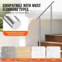 Handrails for Outdoor Steps, 39.4in / 100cm Length Stair Hand Rail Kit, Transitional Stainless Steel Railings with Installation 
