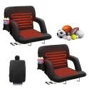 2 Pack Double Heated Back Support Stadium Seat Reclining Bleacher Chair