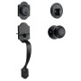 Front Door Handle and Deadbolt Set, Matte Black Front Door Lock Set with Interior Knob,  Adjustable Hole Spacing Single