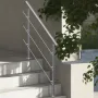 Handrails for Outdoor Steps, 47.2in Length 3 Crossbars Stair Hand Rail Kit, Transitional Stainless Steel Railings w/ Installatio