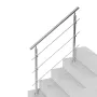 Handrails for Outdoor Steps, 47.2in Length 3 Crossbars Stair Hand Rail Kit, Transitional Stainless Steel Railings w/ Installatio
