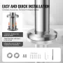 Handrails for Outdoor Steps, 59 in/ 150cm Length Stair Hand Rail Kit, Transitional Stainless Steel Railings with Installation Ki