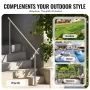 Handrails for Outdoor Steps, 59 in/ 150cm Length Stair Hand Rail Kit, Transitional Stainless Steel Railings with Installation Ki