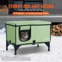 Elevated Heated Cat House, Cuboid Kitty Shelter with Adjustable Temperature and Timer, 900D Oxford Cloth Foldable Cat Shelter wi
