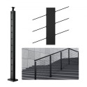 Cable Railing Post 36x1x2in 30Â° Angled Hole Stair Railing Post Black 1Pc