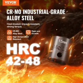 Impact Sockets Set 15pcs 6-Point 3/8" Drive Bit Ratchet Tool Kit 10-24mm